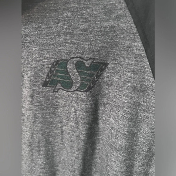 Saskatchewan Roughriders |  Black/Grey Baseball Tee Henley | Size M - Picture 3 of 7